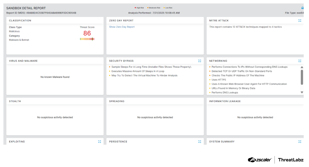 Zscaler Cloud Sandbox report for Marco Stealer.