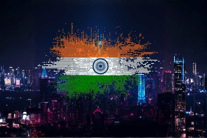 APT Attacks Target Indian Government Using SHEETCREEP, FIREPOWER, and MAILCREEP | Part 2 A glitchy representation of the flag of India against a city outline.