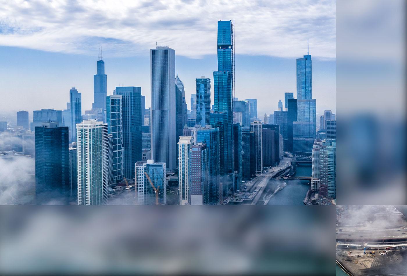 A collage featuring a city skyline against a backdrop of clouds, symbolizing data protection and security in the digital age.