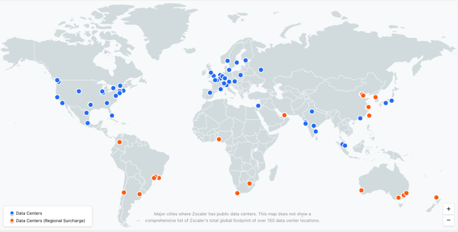 Figure 1: Map of the global spread of Zscaler data centers