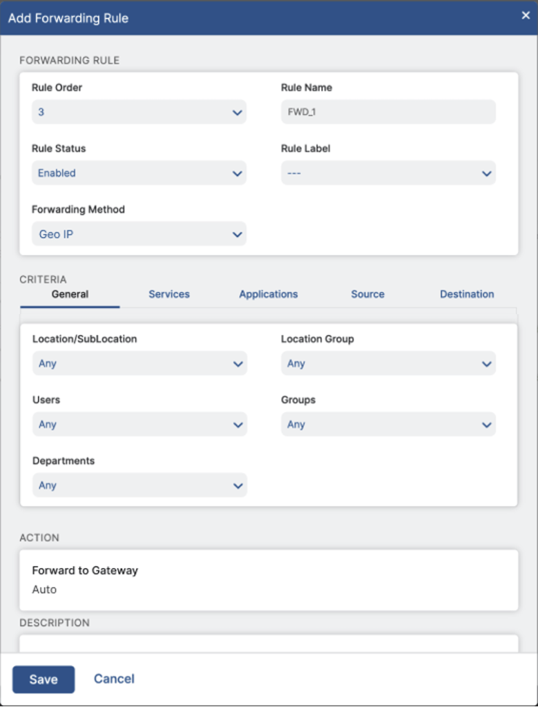 Figure 3: Selecting GeoIP as a Forwarding Method ensures geolocalization