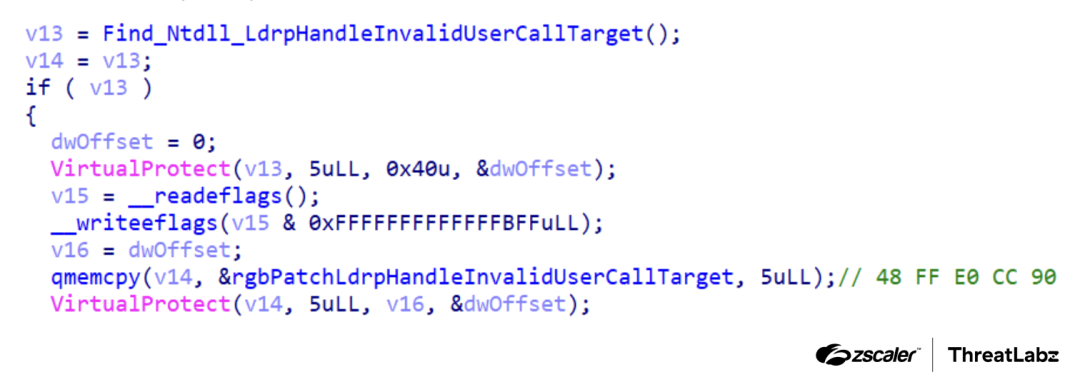 Figure 13: Code from the 2024 variant of StealthVector, disabling CFG.